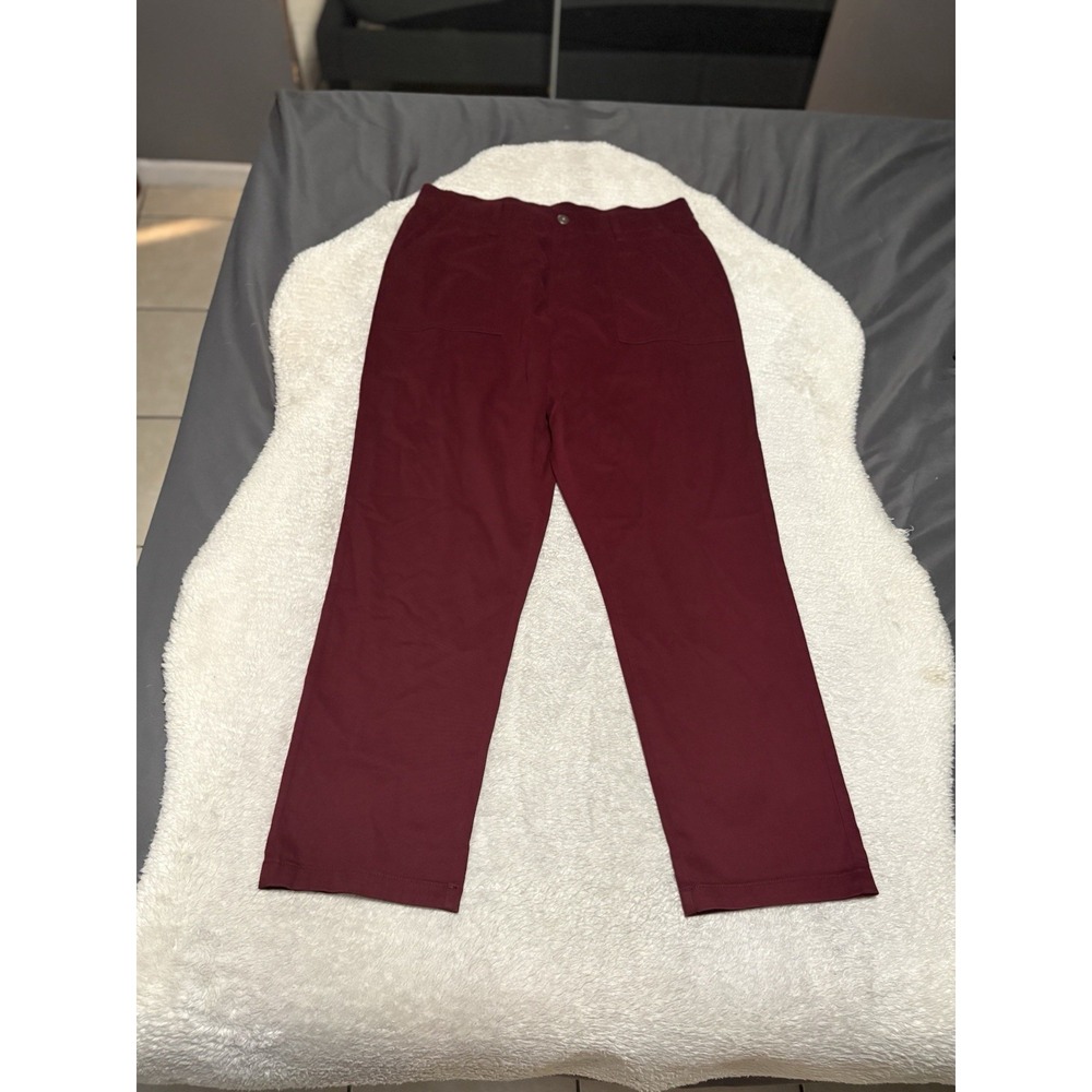 New St Johns Bay Women's Autumn Burgundy Chino Straight Pants Size 16 Stretch